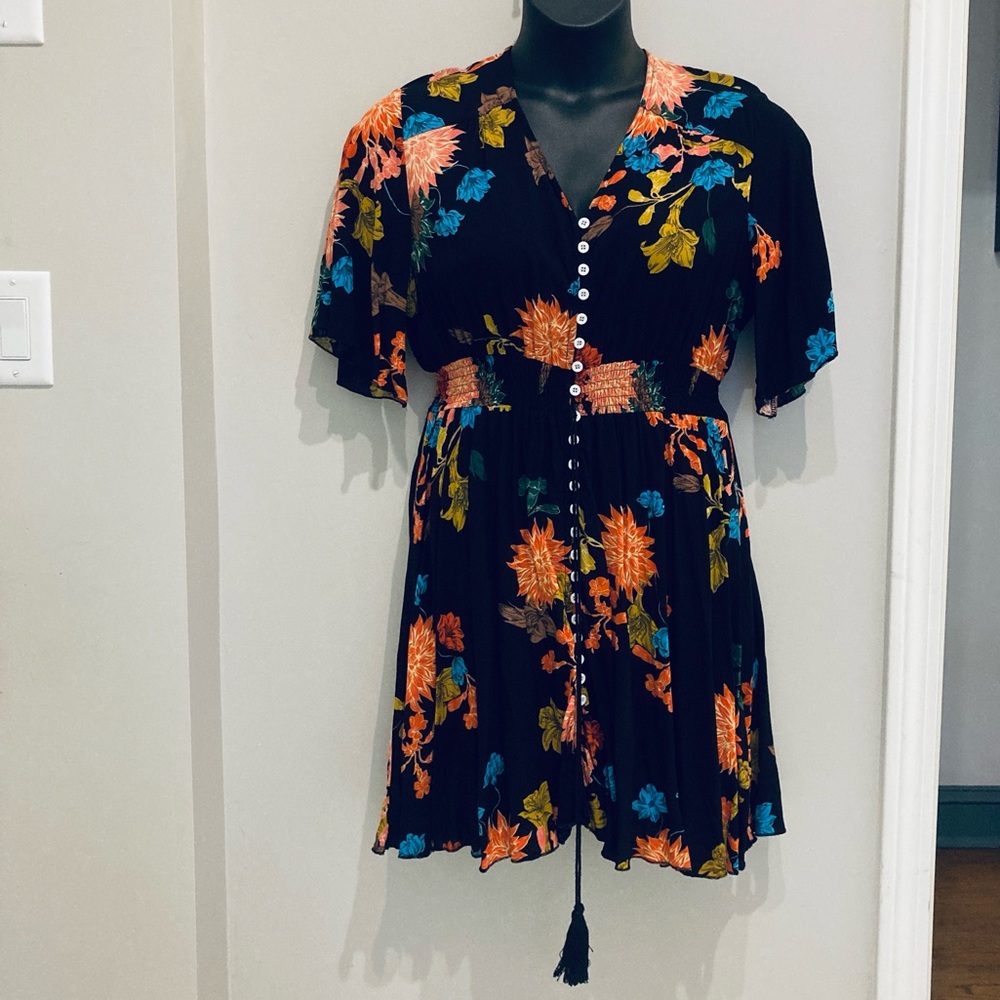 Tropical floral print summer dress